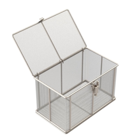 Anysizebasket Rectangular Wire Mesh Basket: 10Lx6Wx6H, 304 SS, 3/16 Rod Frame, Mesh: 8 x .047 TMT-100060060-P08S